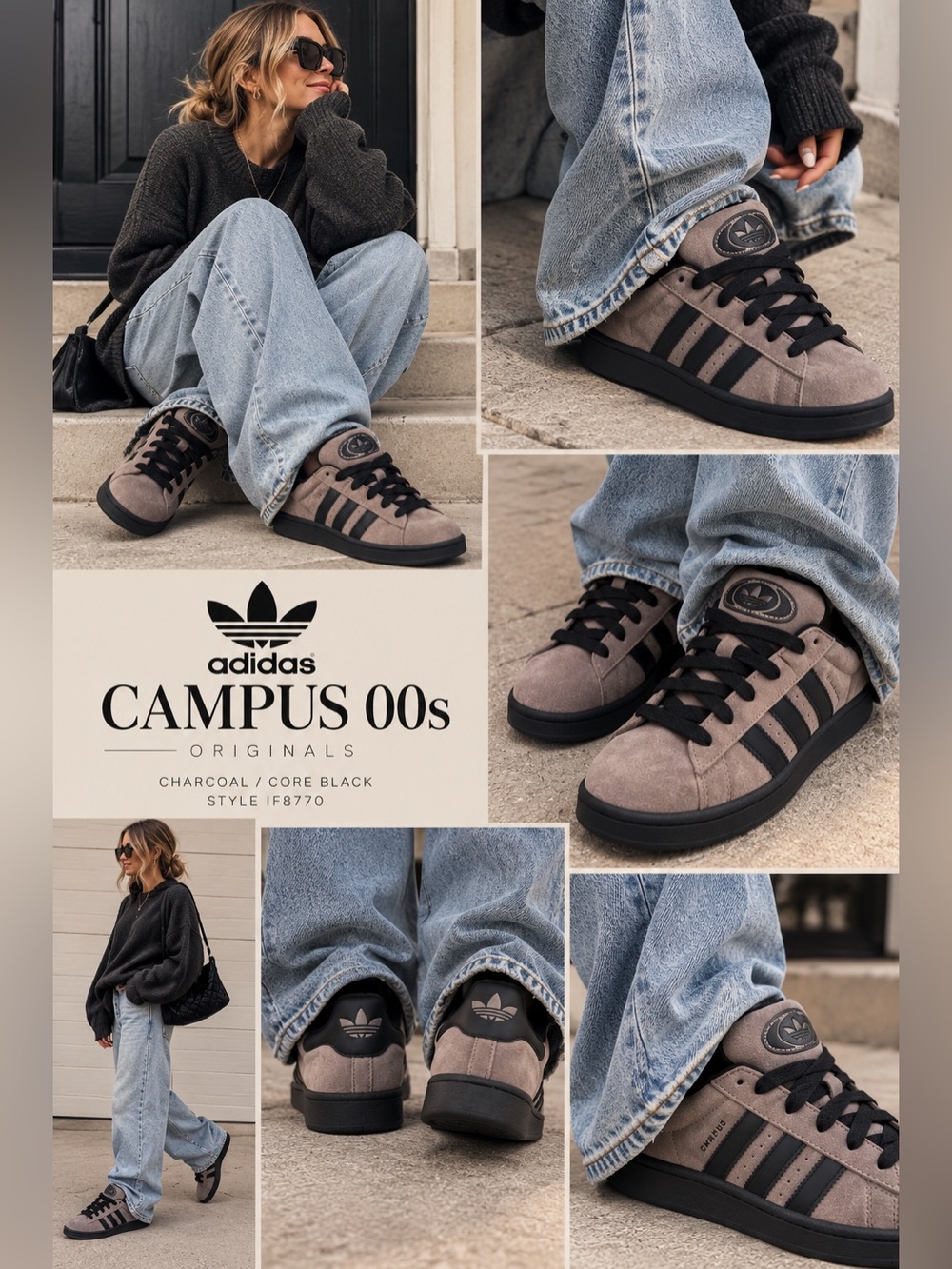 Adidas Campus 00s Charcoal Black Suede Sneakers – US 8.5